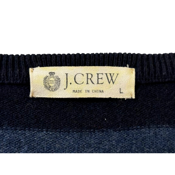 J. Crew Mens Size L Blue Knit Cashmere Blend Long Sleeve V Neck Pullover Sweater - Picture 7 of 9